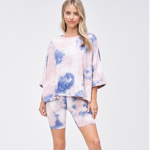 Dear Saturday Other - Tie Dye Biker Short/T-Shirt Loungewear Combo